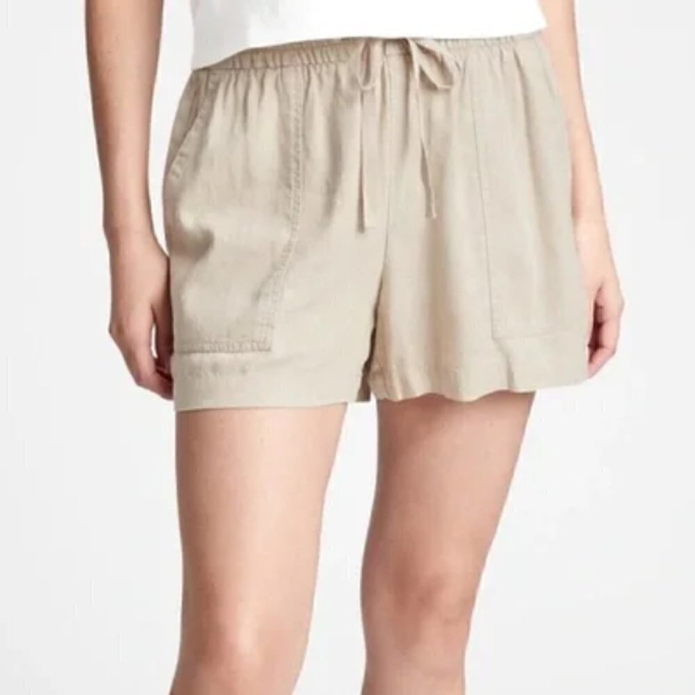 Gap Beige Pull On Linen Utility Shorts‎ XS